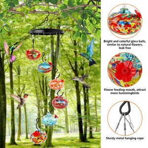 Solar Wind Chime <span class=keywords><strong>Bird</strong></span> Feeder appesa all'aperto con funzione di alimentazione degli uccelli ornamento da giardino attrazione della fauna selvatica - Product Image 4