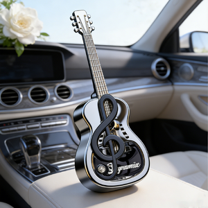เครื่องกระจายกลิ่นหอมในรถยนต์ พลาสติก รูปทรงกีตาร์ เครื่องฟอกอากาศแบบติดช่องระบายอากาศ กลิ่นหอมธรรมชาติ ดีไซน์<span class=keywords><strong>สัญลักษณ์</strong></span>ดนตรี ไม่ใช้<span class=keywords><strong>ไฟฟ้า</strong></span> - Product Image 1