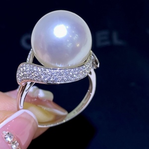 925 Pure Silver Natural Pearl <b>Ring</b> Heavy Duty <b>Thick</b> Commuter Versatile 10-11MM Round Flawless Opening Design - Product Image 1