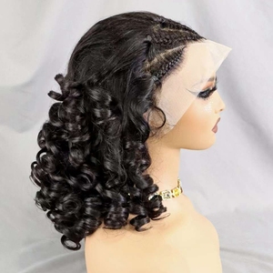 Perruques Bob frontales 13x4 en cheveux humains vierges brésiliens bruts, transparentes, pour tresses courtes à ondulations souples, pour femmes noires, 12-30 pouces, extensibles - Product Image 4