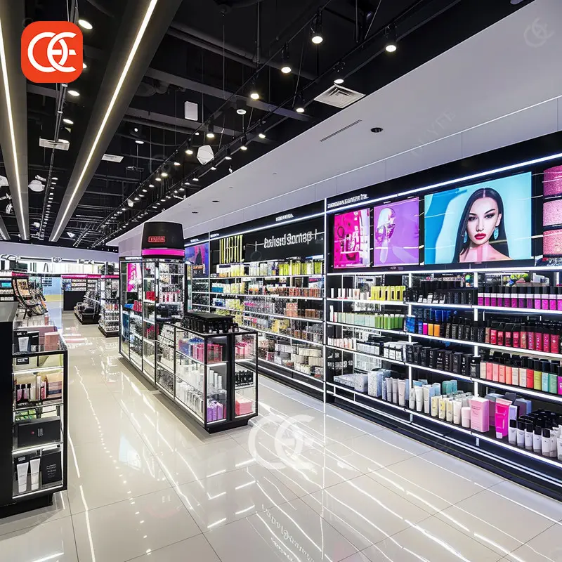 3D Design Service Showcases To Display Cosmetics Perfume Bar Shop Display Wig Shop Decoration Design Beauty Supply Kiosk