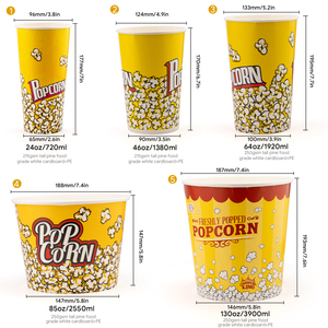 Custom Printed Biodegradable Paper <b>Popcorn</b> <b>Buckets</b> 24oz 46oz 64oz 85oz 130oz Disposable Food Grade Cinema Wholesale - Product Image 5