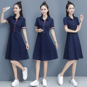 Vestido de longitud media para mujer, corte en A, color sólido, cuello cuadrado, ropa profesional para esteticistas, profesoras de guardería - Product Image 2