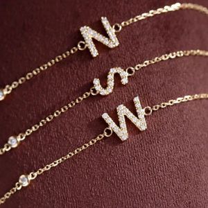 Bijoux de mode Xinfly, bracelet et bague en or véritable 18 carats avec diamant, initiale personnalisée, lettre alphabet - Product Image 4