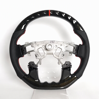 Setir Kemudi Flat Bottom Berbahan Serat Karbon dan Kulit Hitam untuk Toyota Yaris 2020-2021 Modifikasi Upgrade 375mm