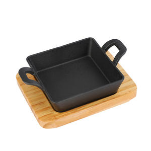 Assiette à steak carrée en fonte et base en bois, accessoires de cuisine, parfaite pour griller des casseroles et des poêles en <span class=keywords><strong>cuivre</strong></span> - Product Image 6