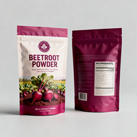 Poudre nutritive mixte de qualité alimentaire à conception personnalisée, poudre de betterave, emballage plastique Doypack, sachets Mylar à fond plat avec fermeture éclair