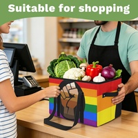 Panier de courses pliable personnalisé QPOC Pride, panier réutilisable style arc-en-ciel gay pour cadeaux de fête et courses quotidiennes en famille