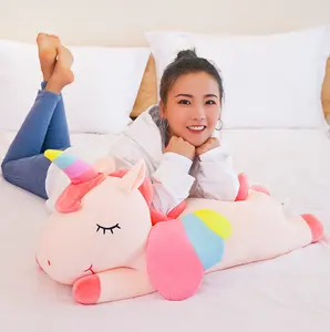 Large Plush Unicorn Toy 40cm 60cm 80cm stuffed soft pink and blue colors unicorn plush toy with rainbow horn for kids