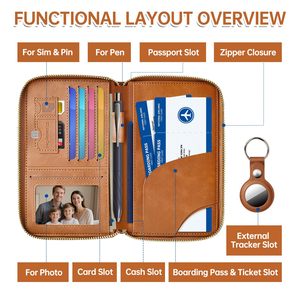 Compact Spacious Travel Passport Holder with External Smart Tracker Slot Waterproof Zippered Organizer for Travel Essentials - Product Image 3