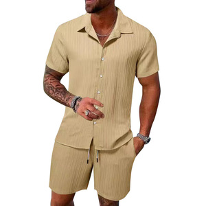 Sommer Herren Shirt Set Herren Casual Shorts Set Atmungsaktives Baumwoll Shirt Set - Product Image 3