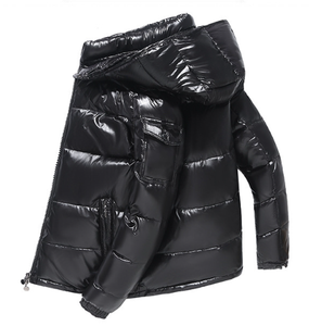 Cappotto corto invernale Casual da <span class=keywords><strong>uomo</strong></span> nuovo piumino <span class=keywords><strong>giovanile</strong></span> alla <span class=keywords><strong>moda</strong></span> con viso luminoso con chiusura frontale con cerniera con cappuccio spesso e caldo Logo - Product Image 6