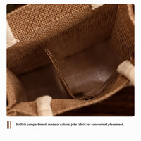 Sac cadeau pour vin, simple ou double bouteille, sac en jute pour vin avec fenêtre transparente en PVC, poignée en corde de coton, logo personnalisé pour l'emballage du vin