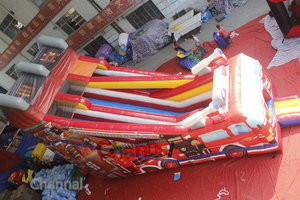 Nouveau camion de pompier Pvc toboggan gonflable jeux de plein air château sautant Commercial 30ft toboggan sec gonflable - Product Image 2