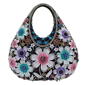 Women Classic Crystal Hobo Evening Bag Shinny Floral Rhinestones Clutch Purse with Chain <b>Wedding</b> <b>Guest</b> <b>Handbag</b> - Product Image 4