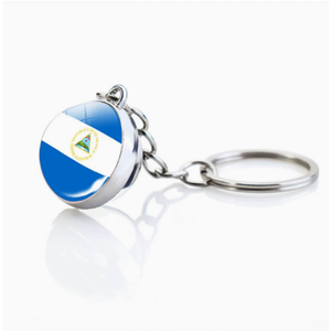 Porte-clés en métal avec drapeau de Sainte-Lucie, boule de verre suspendue, décoration, cadeau pour amis, accessoire tendance, livraison rapide. - Product Image 3
