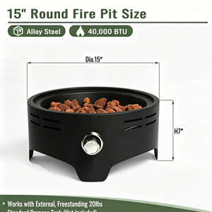 Disfrute de una Moderna Brasera Portátil de Acero Inoxidable de 15'' a Gas Propano con 40000 BTU para Fiestas - Product Image 3