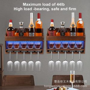 Wall Mounted Wooden Wine Rack 43x30x10.5cm 2 Tier Display Storage <b>Shelf</b> For Home <b>Bar</b> - Product Image 3