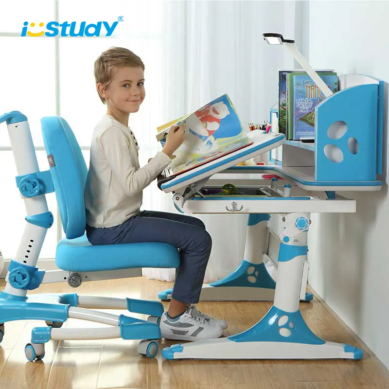 Muebles de dormitorio ajustable en altura de los niños mesa de estudio y silla conjunto