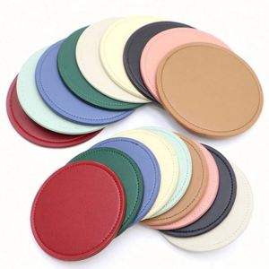 Custom Printing Classic Eco-Friendly Coffee <b>Cup</b> <b>Mat</b> with Logo Wholesale PU Leather Coaster for Drinks Promotional Gift - Product Image 1
