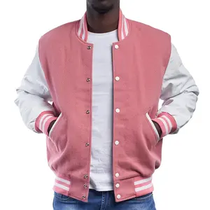 Высококачественная Стильная мужская бейсбольная куртка в стиле хип-хоп из хлопка и кожи на заказ