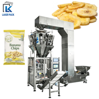 Machine d'emballage verticale automatique pour sachets, avec remplissage et scellage, pour chips de banane, de plantain et de pomme de terre, avec remplissage à l'azote et emballage sous film.