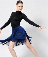 Jupe de danse latine à franges avec short intégré, asymétrique, à pompons, pour Tango, Cha Cha, Rumba, Samba, entraînement de danse de salon et performance scénique pour femmes