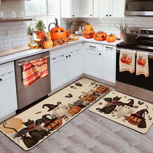Ensemble de tapis de cuisine Temu Halloween, 2 pièces, rectangulaires, en velours cristal, antidérapants, motifs originaux pour la décoration du sol de la cuisine - Product Image 1