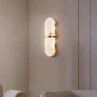 Applique murale LED en albâtre tout en cuivre, style espagnol de luxe, nouveau design minimaliste pour salon, chambre à coucher, chevet, escalier, couloir