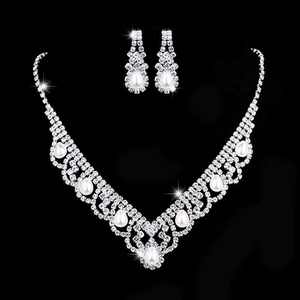 Conjuntos de Joias de Casamento Cristal Quente da Amazon, Colar de Mulheres com Contas Africanas e Strass Prateados, Joias para Noivado e Formatura - Product Image 6