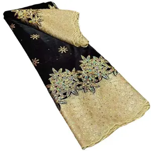 indian wedding embroidery for wedding party golden supplier sequined velvet fabric