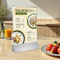 Support de table pour affiche de bureau A4, support de signalisation rectangulaire en acier inoxydable plaqué