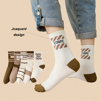 Chaussettes Crew Jacquard personnalisées de haute qualité Chaussettes à tricoter colorées pour hommes avec logo personnel
