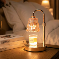 PDGROW Lampe chauffe-cire électrique moderne avec minuterie et variateur d'intensité, abat-jour en verre pour la décoration de la maison (Doré)