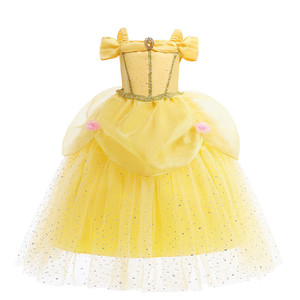 Costumi di Lusso da Principessa Classica per Bambine, Abiti per Halloween e Natale, Vestito Giallo a Strati - Product Image 2