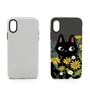 Capa de borracha para celular iphone, capa de transferência de calor 3d 2 em 1 compatível com iphone 7 8 x xr xs Max