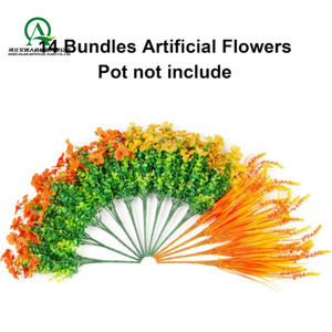 Plantes artificielles d'automne pour maman, 14 paquets de fleurs en soie, orange, jaune, marguerite, lavande, pour porte d'entrée, porche, patio, balcon, cour - Product Image 2