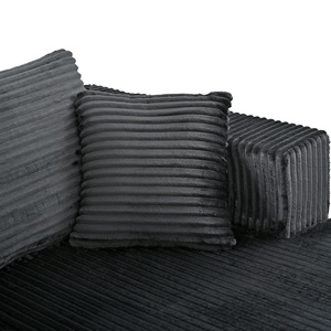 Sofá Seccional Convertible Moderno en Forma de U con Diseño Modular, Tapicería de Pana y Brazos Acolchados con Almohadas para Sala de Estar - Product Image 5