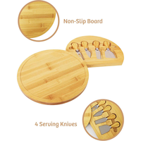 Planche à découper en bois écologique chinoise pas chère avec tiroir coulissant et plateau à fromage rond, compatible lave-vaisselle, avec ensemble de couteaux