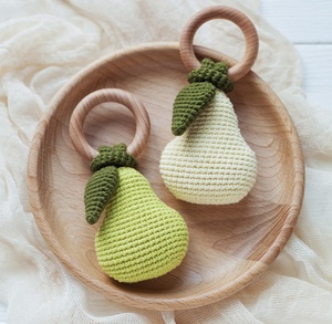 2025 nuovo Design regalo per neonati uncinetto ronzella di limone giocattolo educativo anello di legno sonaglio fatto a mano per il regalo dei bambini - Product Image 3
