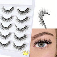 5 paires de faux cils 5D effet naturel, cils 3D réalistes pour les yeux asiatiques (vente en gros)
