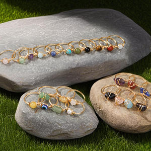 Anillos espirituales potentes de piedras preciosas en bruto, turmalina negra, aguamarina, citrino, piedras preciosas naturales en bruto, anillos envueltos en alambre - Product Image 2