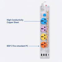 Cable de Extensión con Enchufe Europeo de 10 A y 250 V, 4 Tomas de Corriente, Regleta de Alimentación Universal con Indicador de Encendido/Apagado para el Hogar y la Oficina