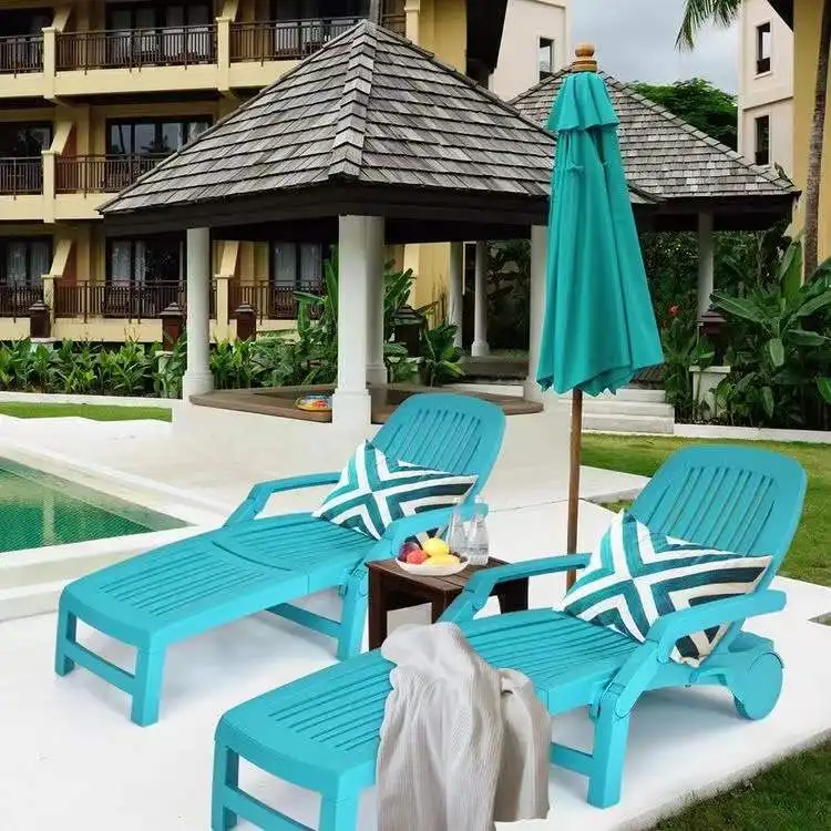 High Quality Plastic Resort Leisure Hotel Garden Swimming Pool Chair Patio Beach Bed Lounge Outdoor Chair Sun Lounger