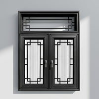Fenêtre en verre trempé triple isolation à faible émissivité, style chinois ancien de luxe, en alliage d'aluminium, isolation thermique et économe en énergie