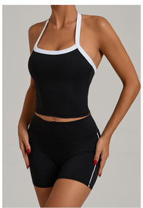 RUIQUWIN Ensemble de yoga dos nu pour femmes d'été avec logo personnalisé Vêtements de sport d'entraînement respirants Gilet short extensible 2 pièces Ensemble de yoga - Product Image 2