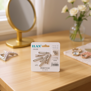 Fermagli per capelli in metallo Ilan 4 mm bianchi, confezione da 6 pezzi - Product Image 3