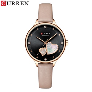 Reloj de Cuarzo para Mujer Curren 9077, Correa de Cuero Genuino, Diseño Bonito, Resistente al Agua 3Bar, Estampado de Corazón con Incrustaciones de Diamantes - Product Image 6