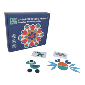 Montessori 180 PCS ghép hình Tangram câu đố đầy màu sắc đồ chơi bằng gỗ cho trẻ em để phát triển tư duy sáng tạo mô hình đồ chơi - Product Image 1