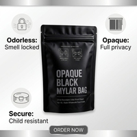 Pochette Souple Noire Opaque en Mylar, Résistante aux Enfants, Anti-Odeur, avec Fermeture Éclair, 1oz 1lb, Vente en Gros, Emballage Alimentaire de Qualité pour Produits Sensibles